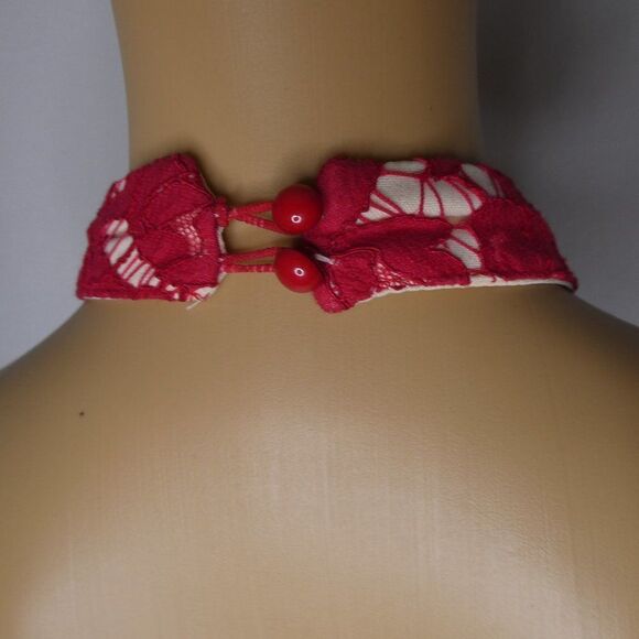 Missguided Red Lace Halter Romper Lined Floral Sz8 - Picture 8 of 12